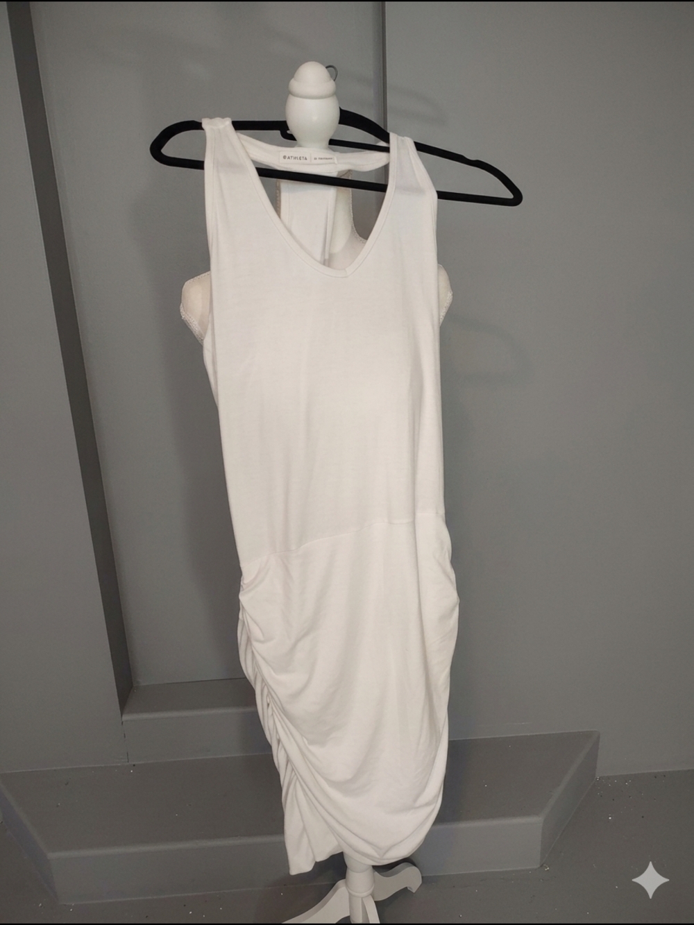 Athleta White Ruched Tank Dress Medium